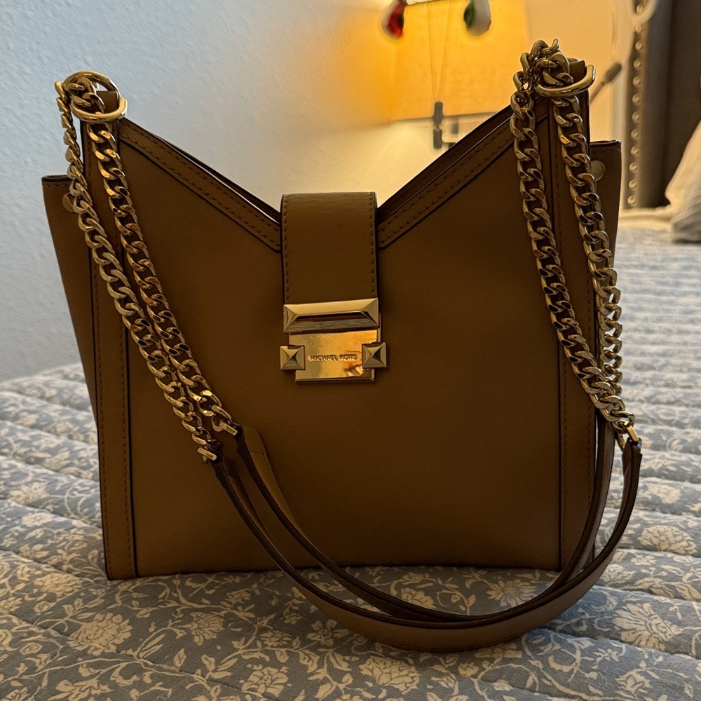Michael Kors Brown Shoulder Bag with Gold Chain